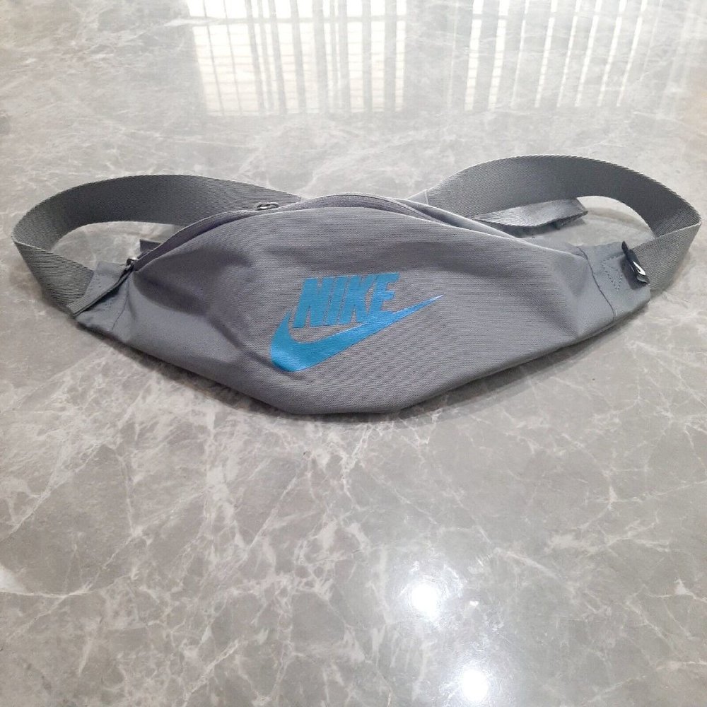 NIKE Fanny Pack Bag Iron Grey/Blue Grey/Black, 41cm L X 10cm W X 15cm H